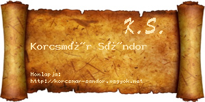 Korcsmár Sándor névjegykártya