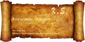 Korcsmár Sándor névjegykártya
