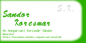 sandor korcsmar business card